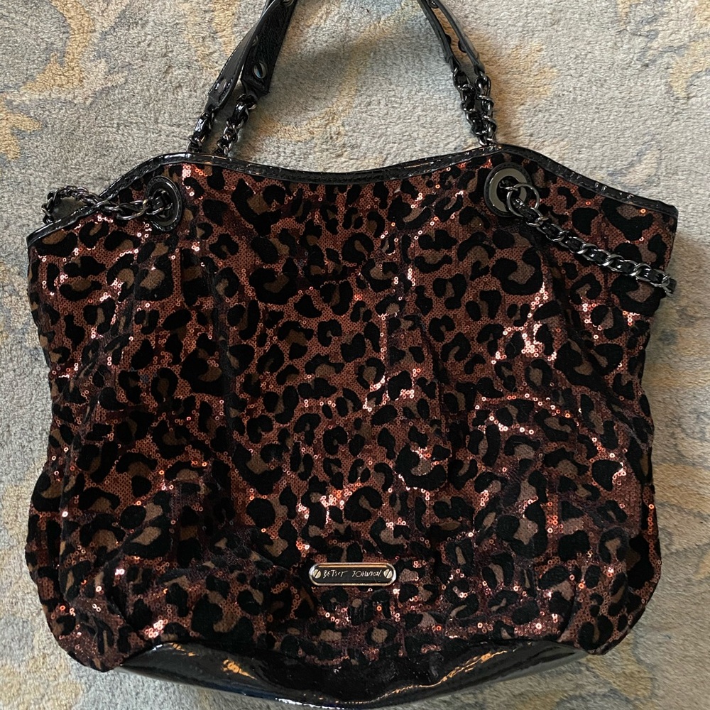 Betsey Johnson leopard velvet sequin purse